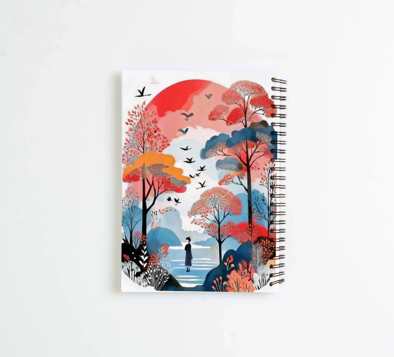 Wanderer in Crimson Hues cuaderno de espiral de Hightown Design