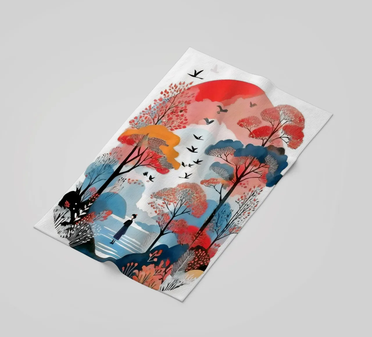 Wanderer in Crimson Hues beach towel by Hightown Design