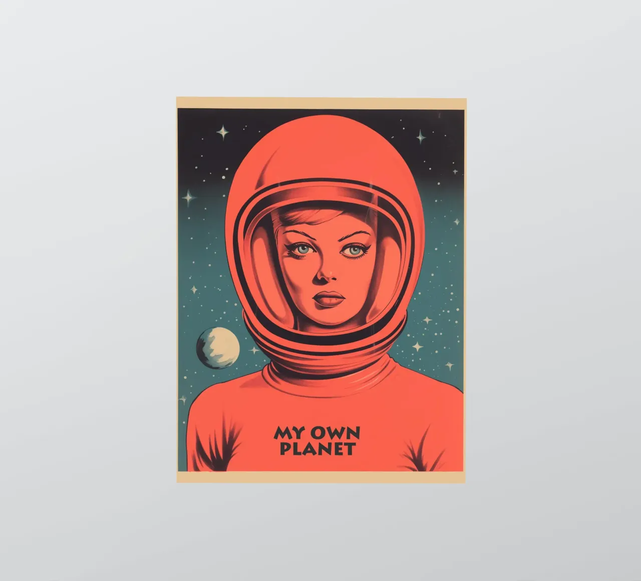 My Own Planet | Portrait de femme introvertie en combinaison spatiale autocollant de Autofocus