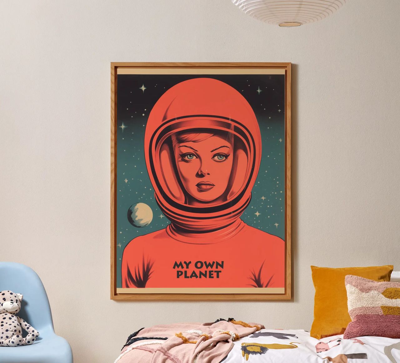 My Own Planet | Ritratto introverso di una donna in tuta spaziale pannello forex da Autofocus