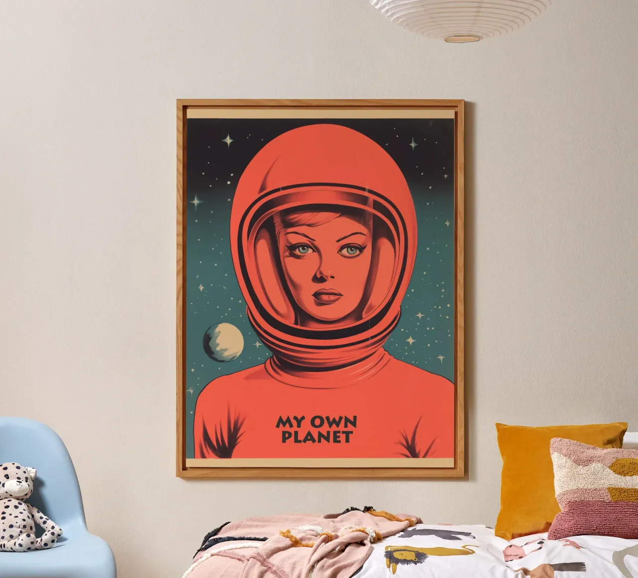 My Own Planet | Retrato introvertido de una mujer con traje espacial aluminio dibond de Autofocus