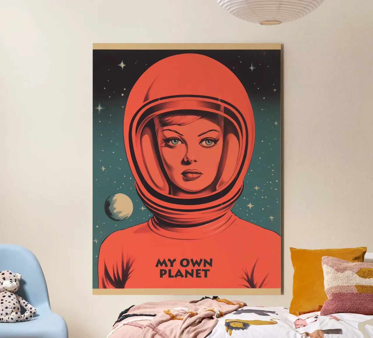 My Own Planet | Introverted portrait of a woman in a spacesuit alu-dibond by Autofocus