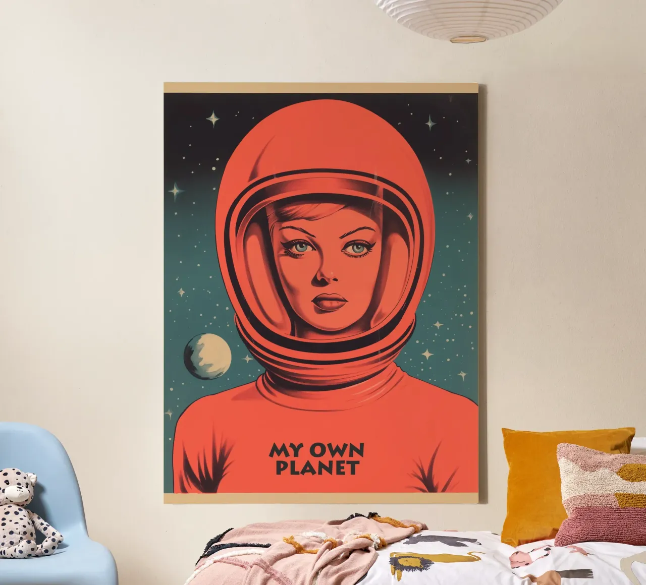 My Own Planet | Introvert portret van een vrouw in een ruimtepak canvas van Autofocus