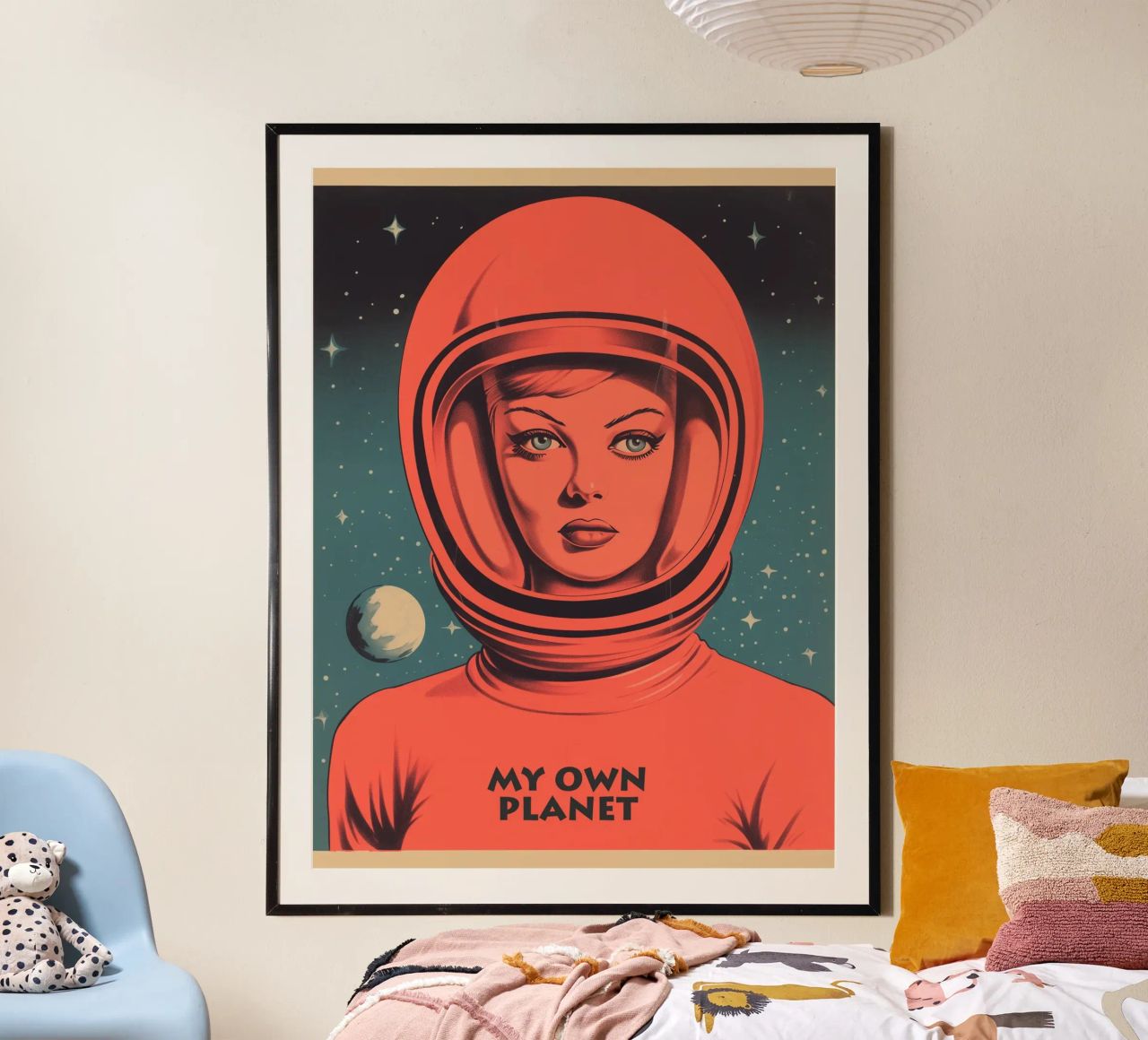 My Own Planet | Ritratto introverso di una donna in tuta spaziale poster da Autofocus