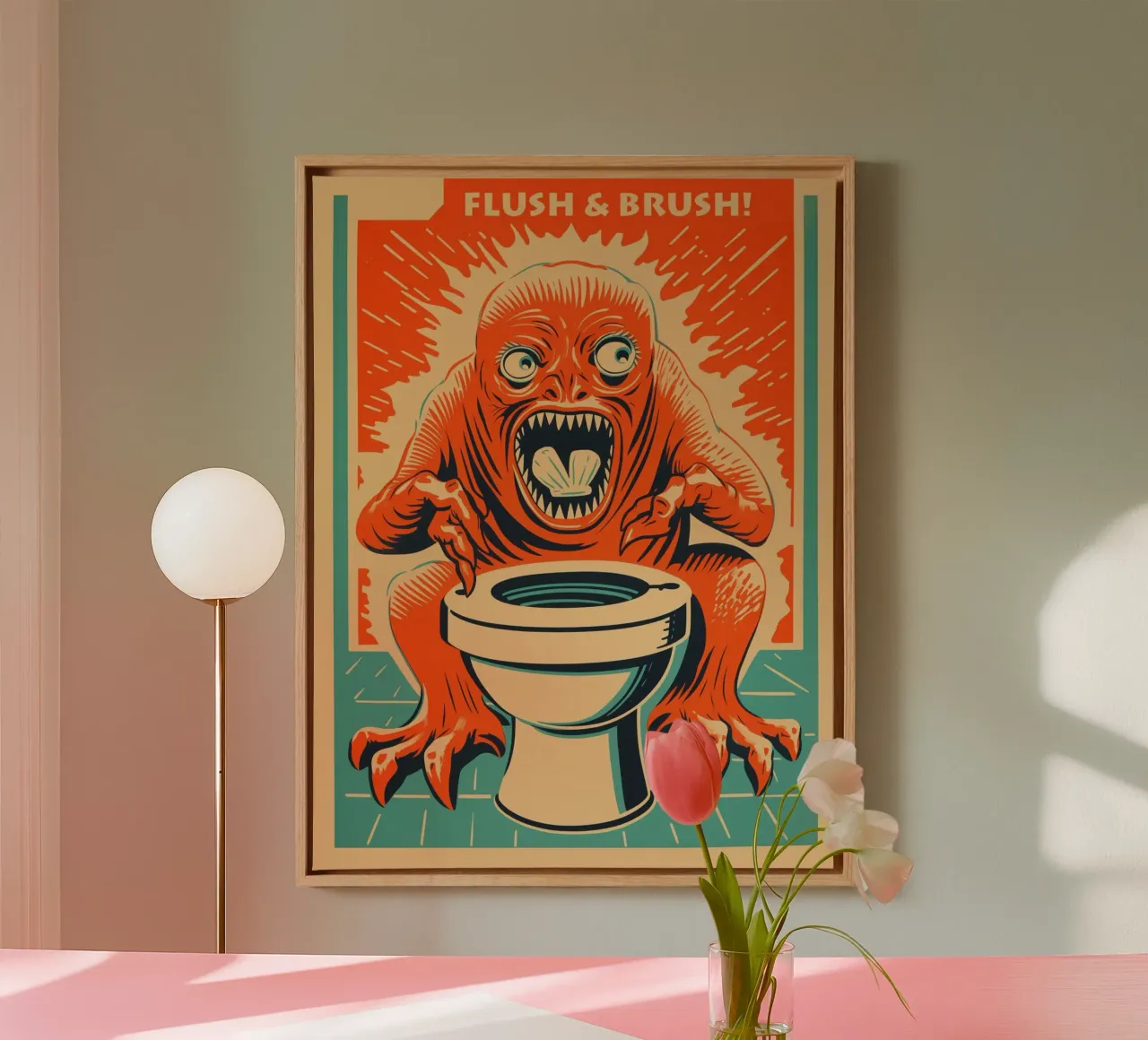 Flush & Brush | Operating instructions for guest toilet canvas with Floater frame by Autofocus