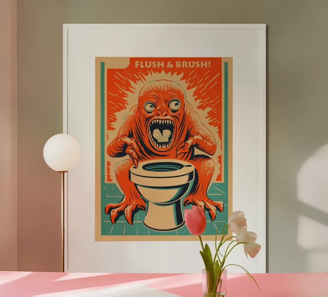 Sciacquone e spazzolone | Istruzioni per l'uso della toilette per ospiti poster da Autofocus