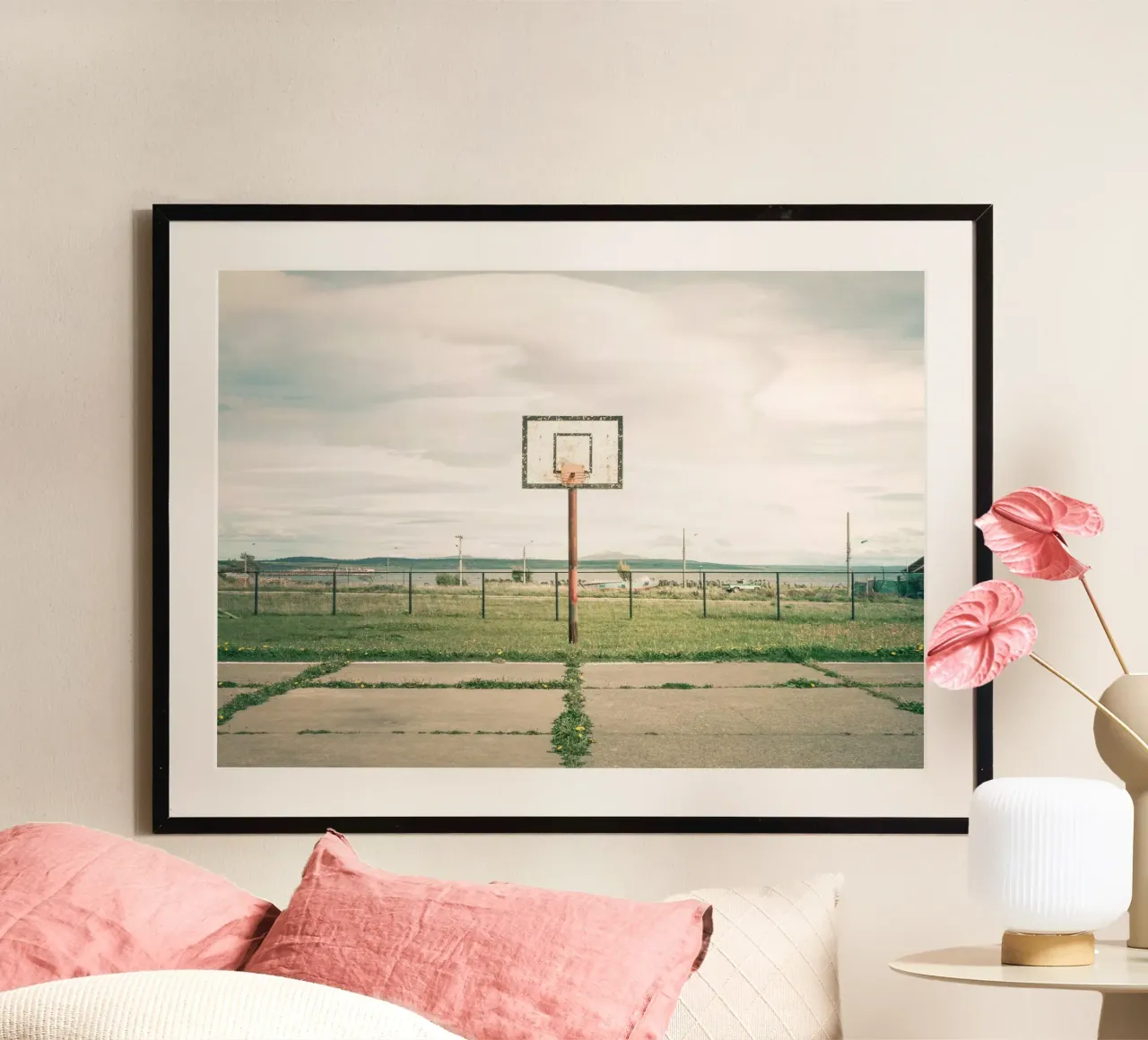 Mania Streetball Courts 2 Puerto Natales (Chile) poster with wooden frame by Mania Print Collection