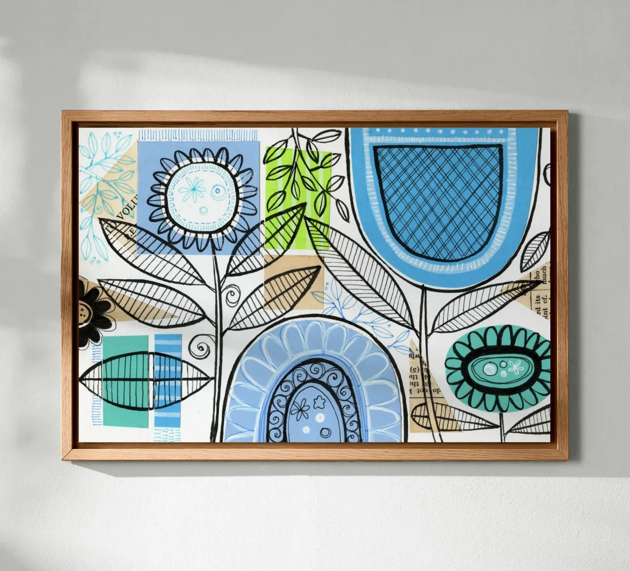 Susan Black - Collage botanico 07 tela con Cornice a cassetta da The Artcircle