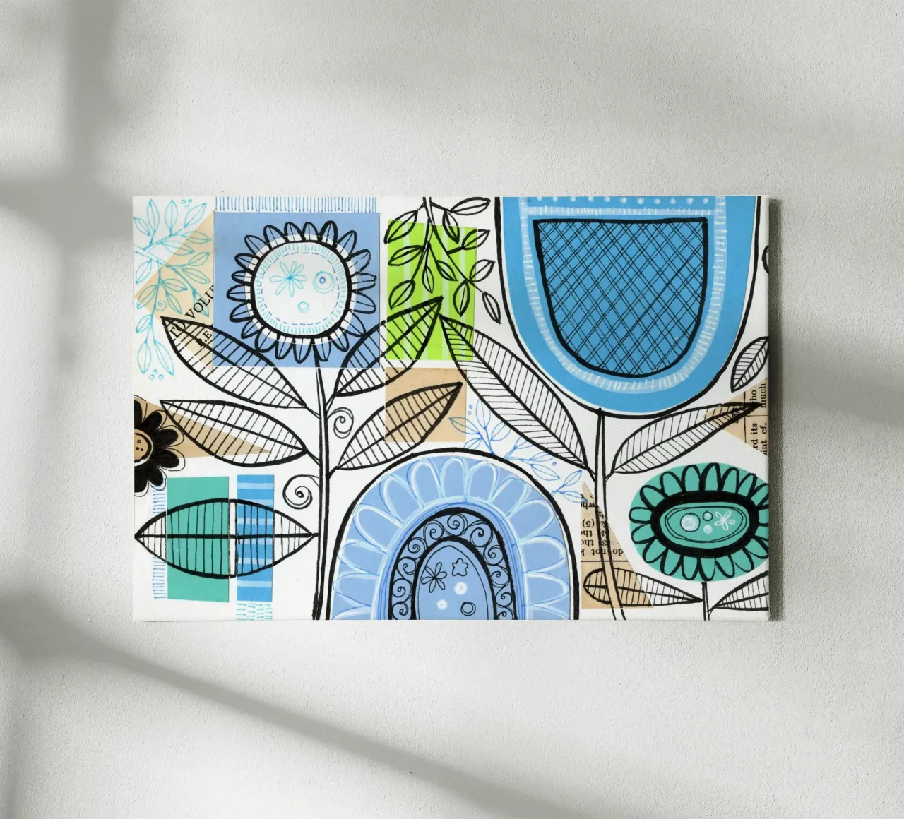 Susan Black - Collage botanico 07 tela con Cornice a cassetta da The Artcircle