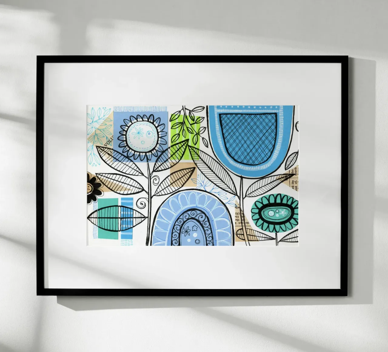 Susan Black - Collage botanico 07 poster con telaio in alluminio da The Artcircle