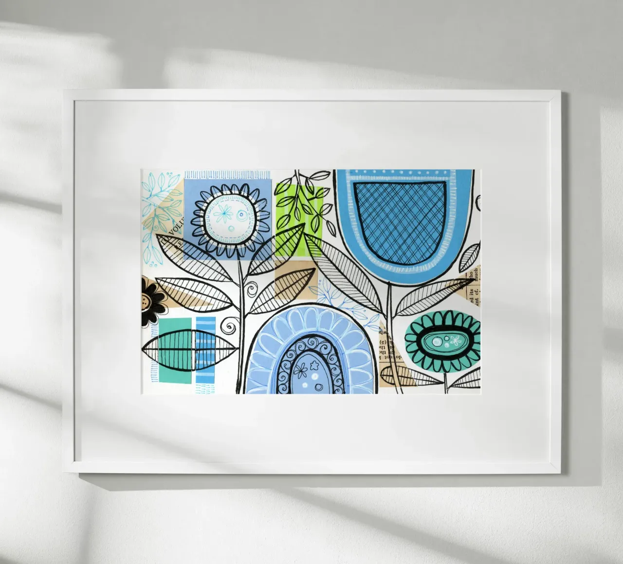 Susan Black - Collage botanico 07 poster con telaio in alluminio da The Artcircle