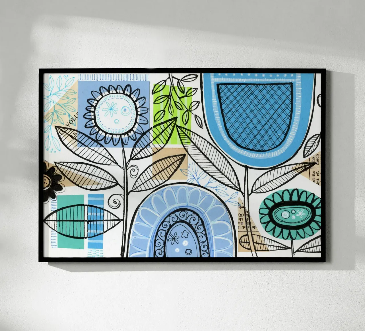 Susan Black - Collage botanico 07 poster con telaio in alluminio da The Artcircle