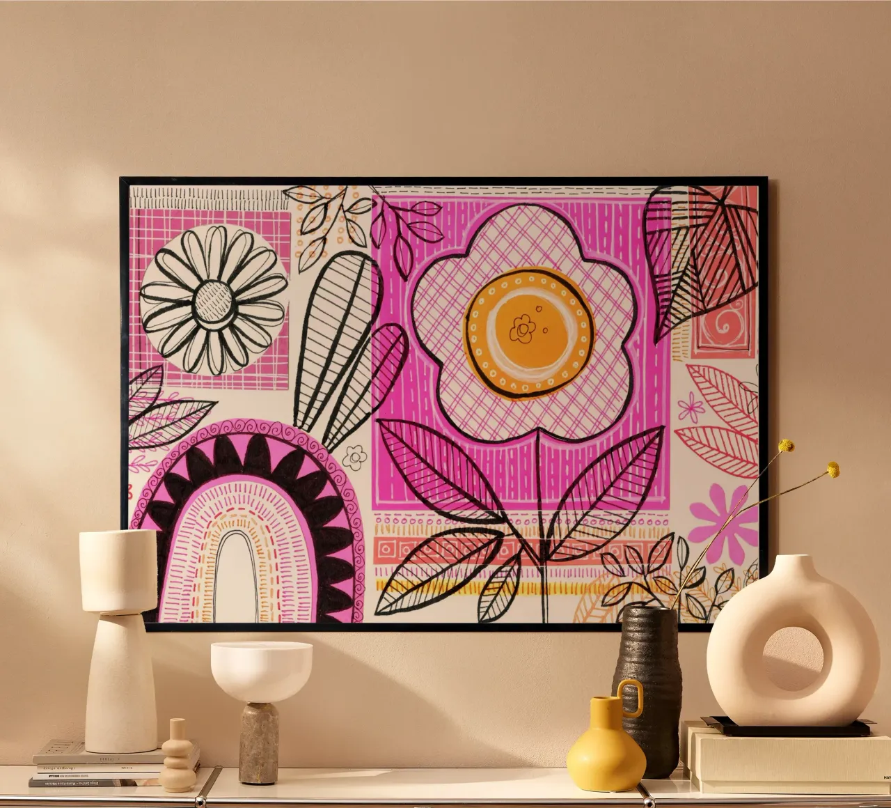 Susan Black - Collage botanico 08 poster con telaio in alluminio da The Artcircle