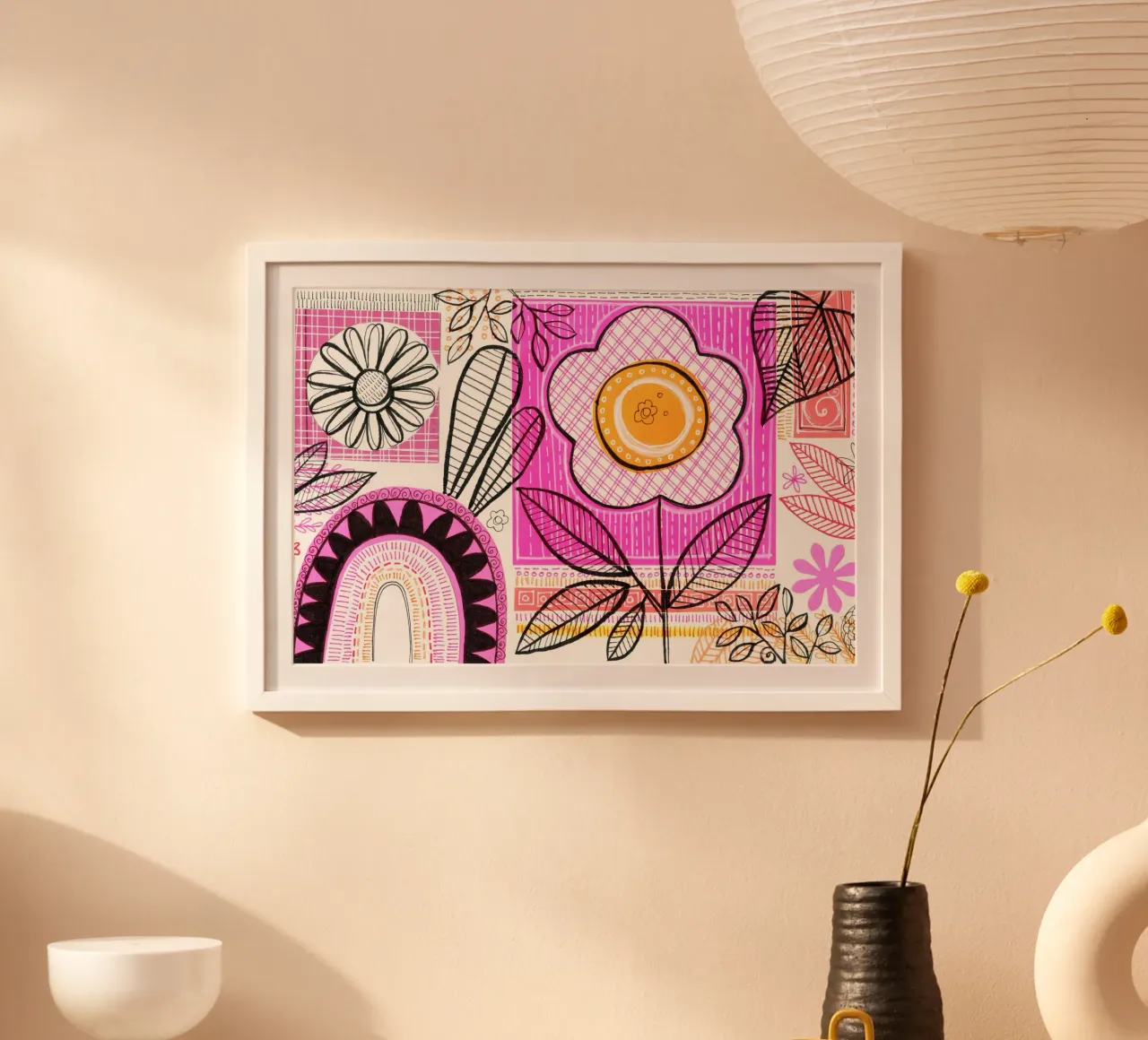 Susan Black - Collage botanico 08 poster con telaio in alluminio da The Artcircle