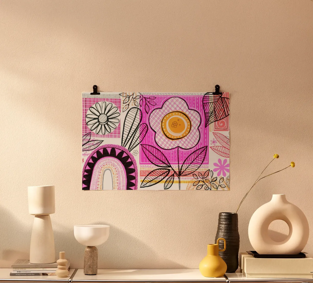 Susan Black - Collage botanico 08 poster con telaio in alluminio da The Artcircle
