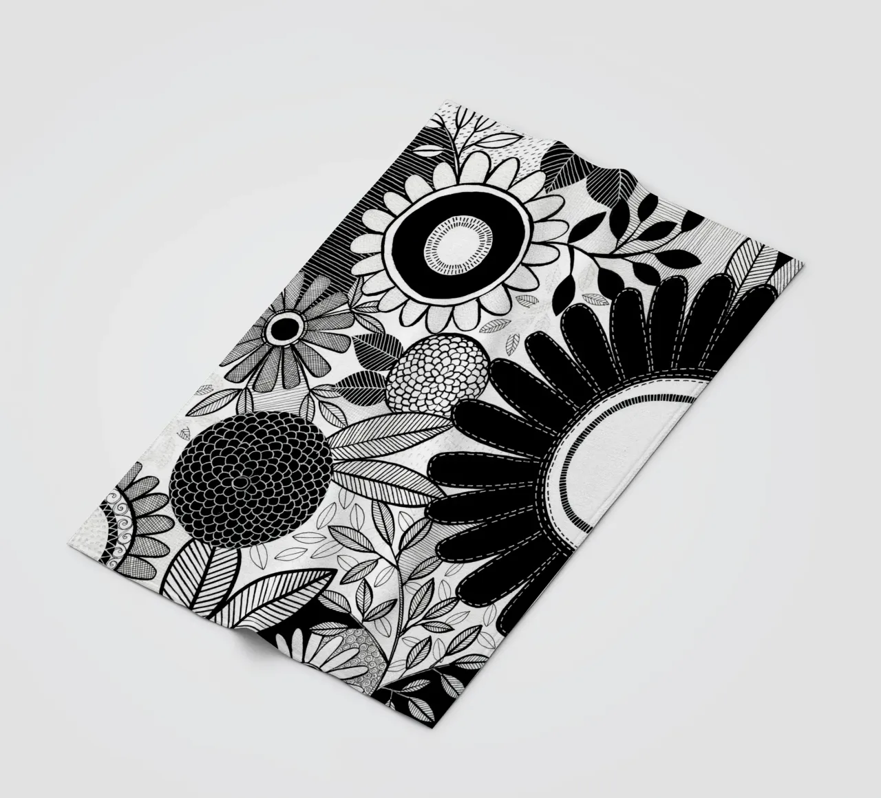 Susan Black - Giardino botanico bianco nero coperta in pile da The Artcircle