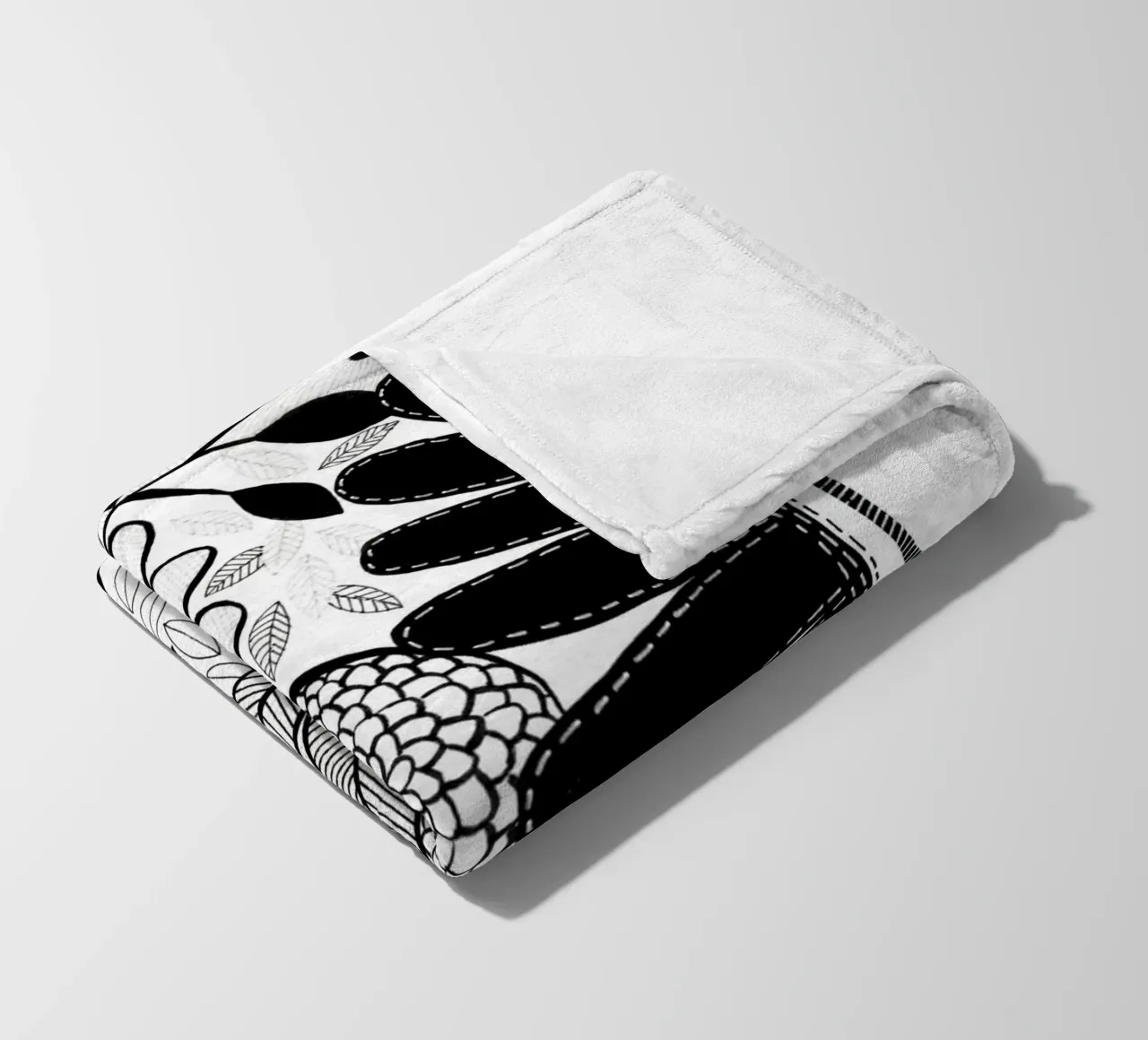 Susan Black - Giardino botanico bianco nero coperta in pile da The Artcircle