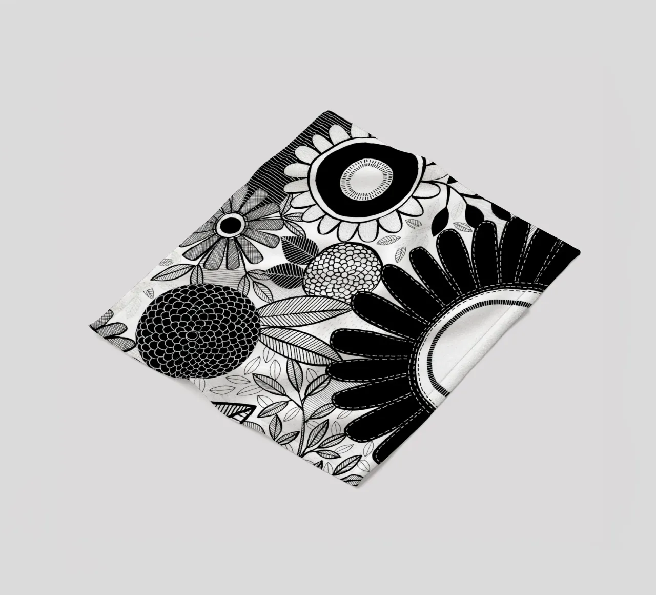 Susan Black - Giardino botanico bianco nero coperta in pile da The Artcircle