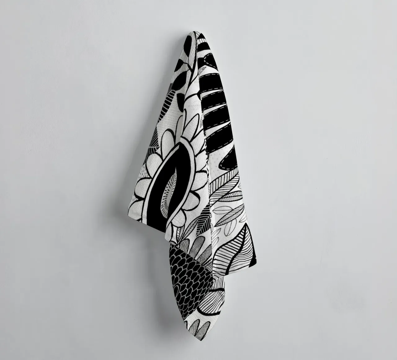 Susan Black - Giardino botanico bianco nero asciugamano da bagno da The Artcircle