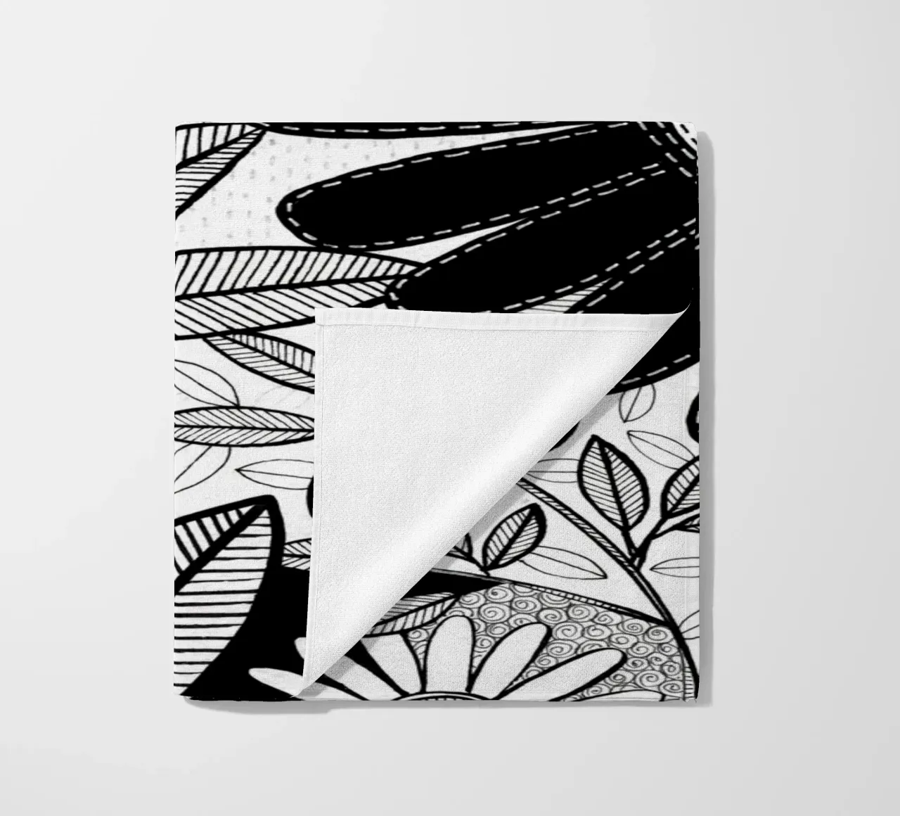 Susan Black - Giardino botanico bianco nero telo mare da The Artcircle