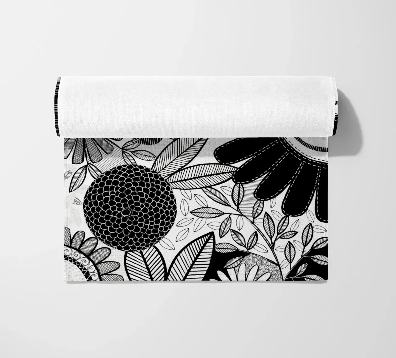 Susan Black - Giardino botanico bianco nero telo mare da The Artcircle