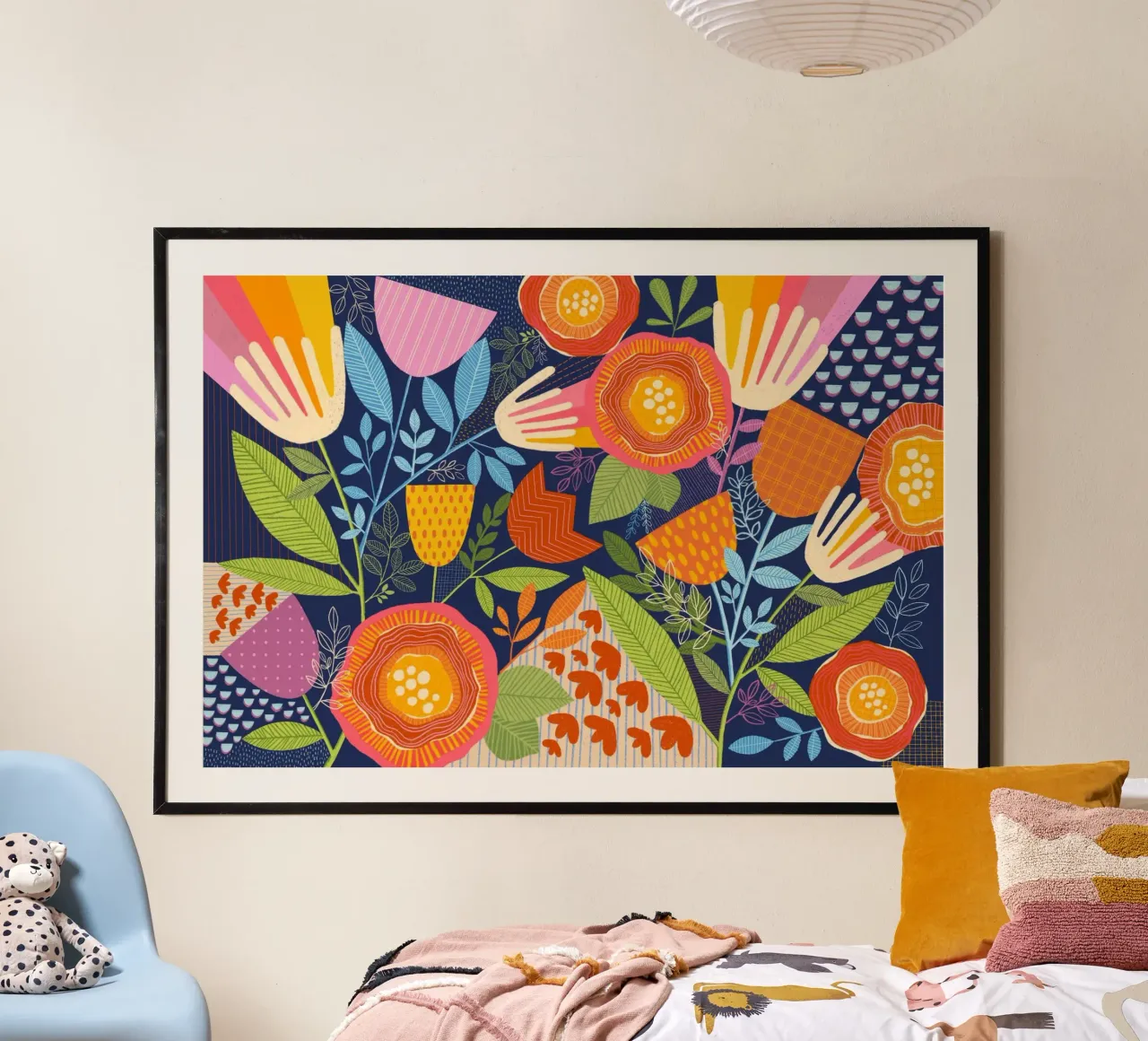 Susan Black - Botanica multicolore poster con telaio in legno da The Artcircle