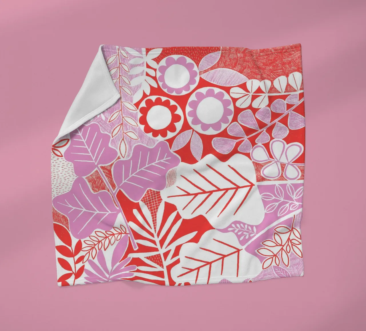 Susan Black - Rosso lilla botanico coperta in pile da The Artcircle