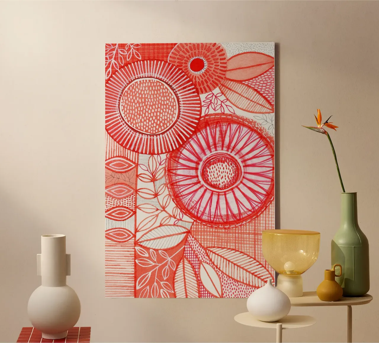 Susan Zwart - Botanisch 01 canvas met Baklijst van The Artcircle