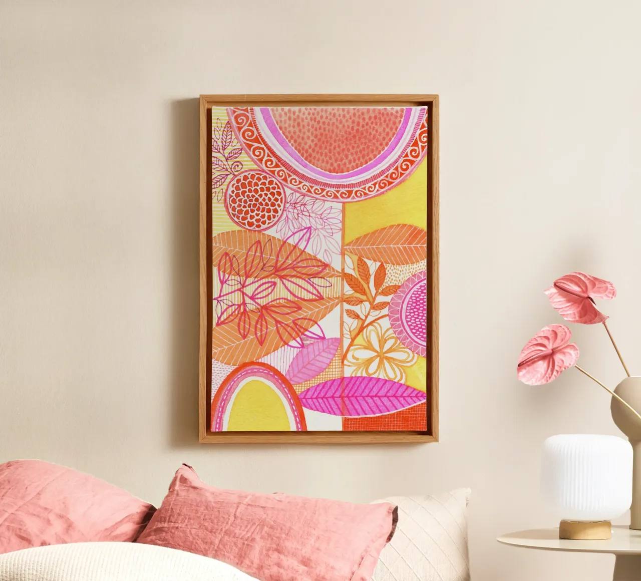 Susan Zwart - Botanisch 02 canvas met Baklijst van The Artcircle