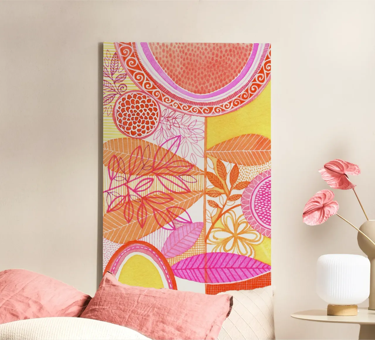 Susan Zwart - Botanisch 02 canvas met Baklijst van The Artcircle