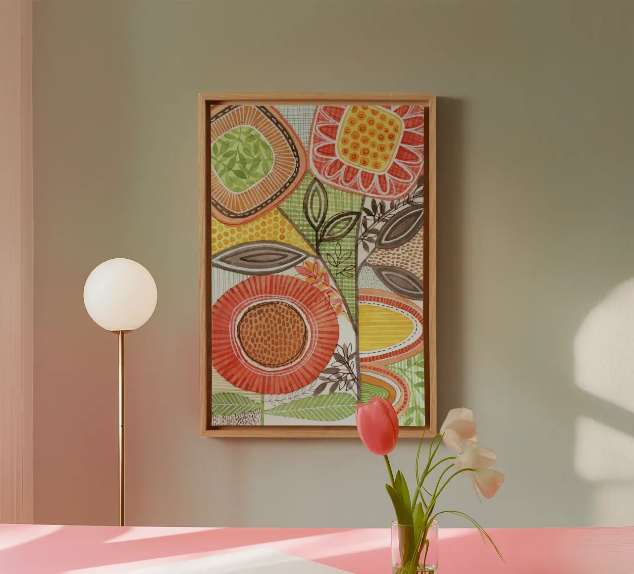 Susan Zwart - Botanisch 03 canvas met Baklijst van The Artcircle