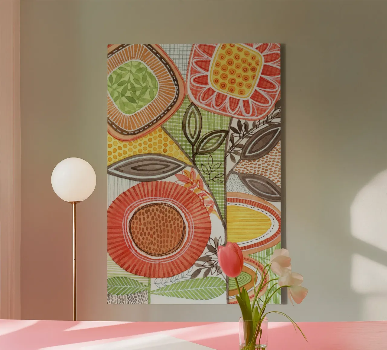 Susan Zwart - Botanisch 03 canvas met Baklijst van The Artcircle