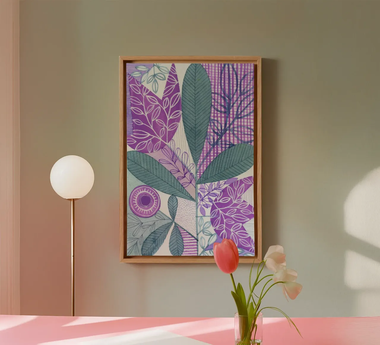Susan Zwart - Botanisch 04 canvas met Baklijst van The Artcircle
