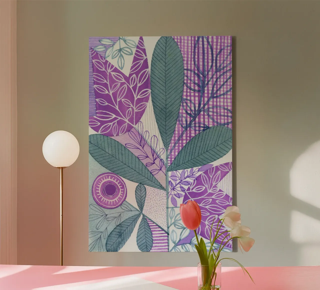 Susan Zwart - Botanisch 04 canvas met Baklijst van The Artcircle