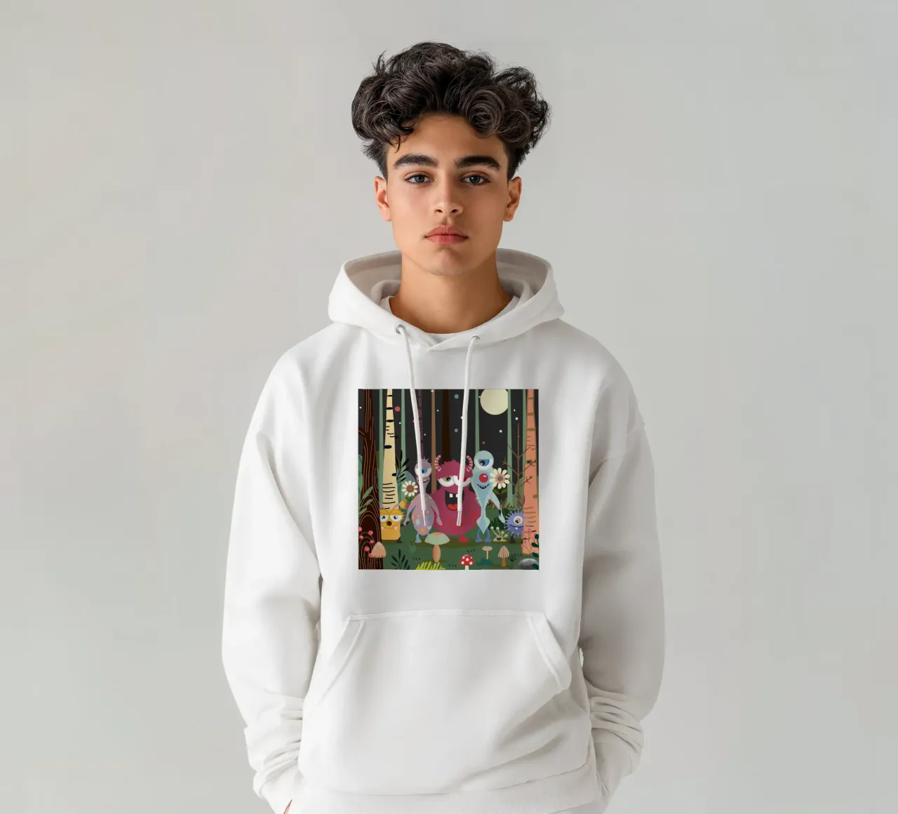 Allegro gruppo di mostri in una foresta magica felpa con cappuccio da namosh
