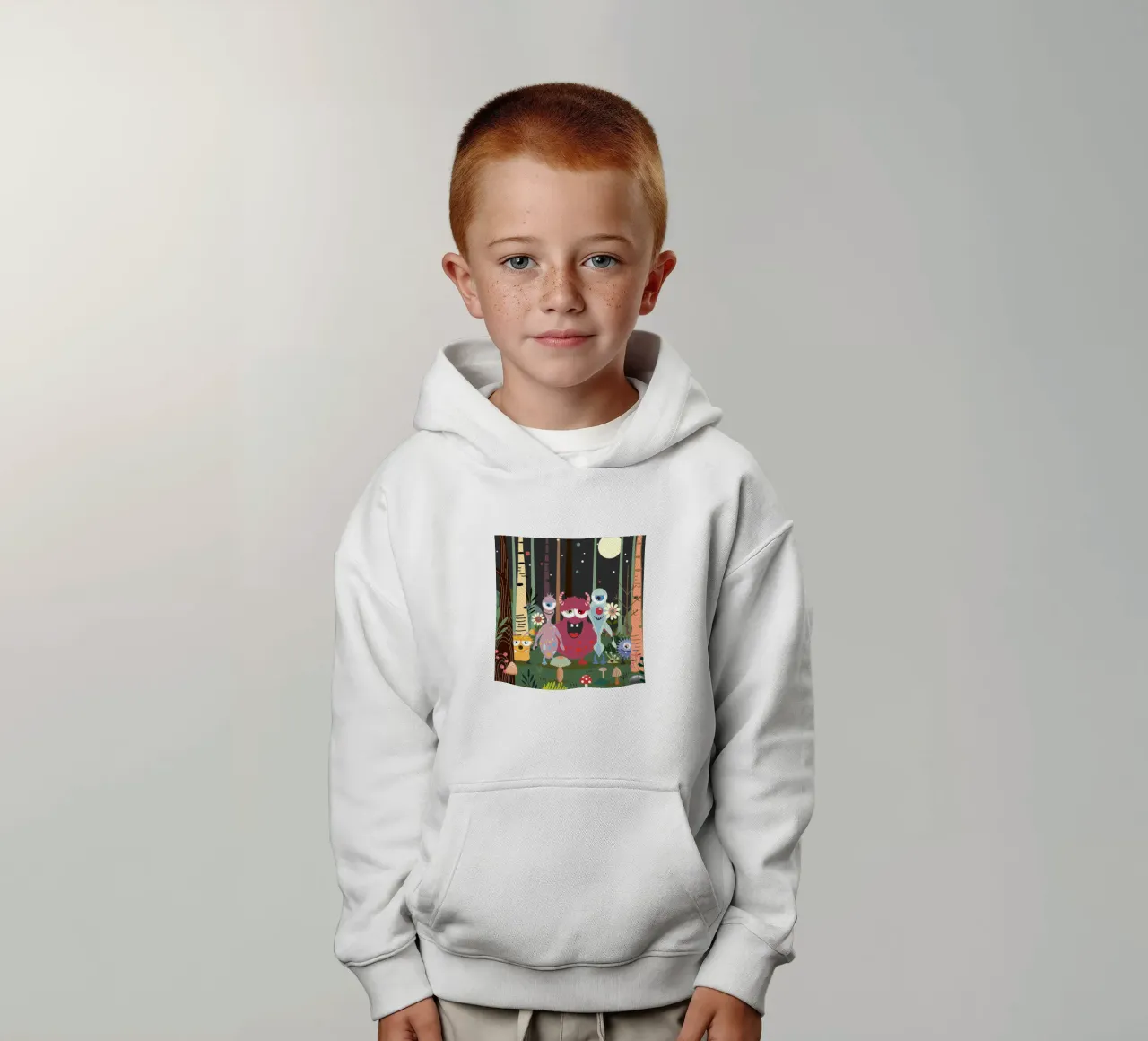 Un groupe de monstres joyeux dans une forêt enchantée sweat à capuche enfant de namosh