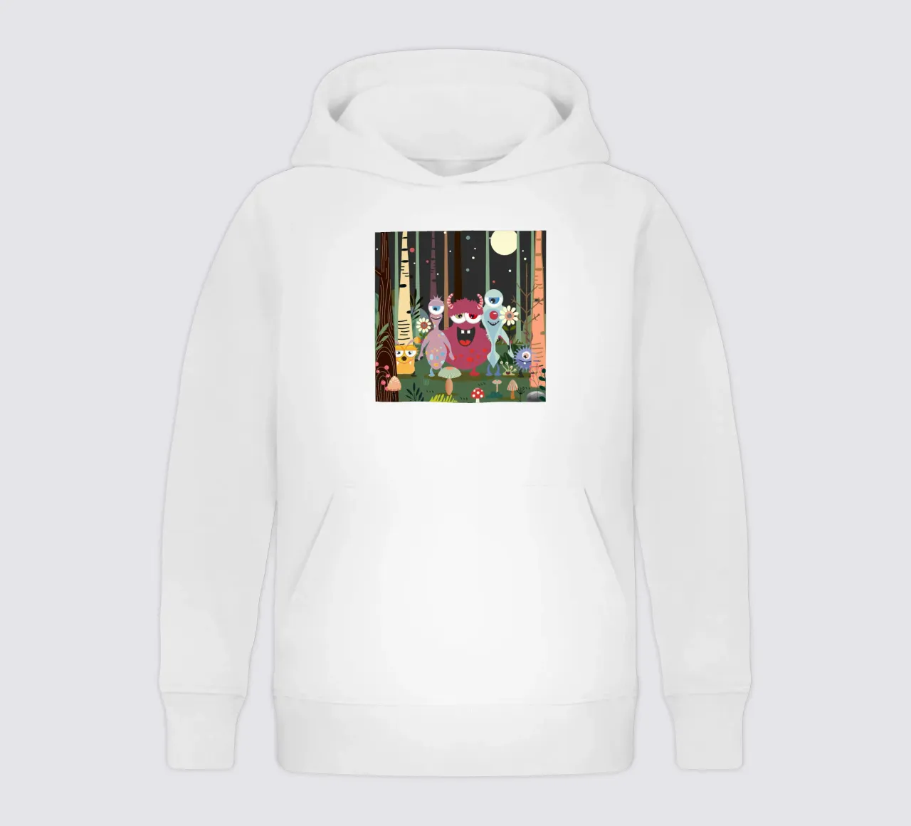 Un groupe de monstres joyeux dans une forêt enchantée sweat à capuche enfant de namosh
