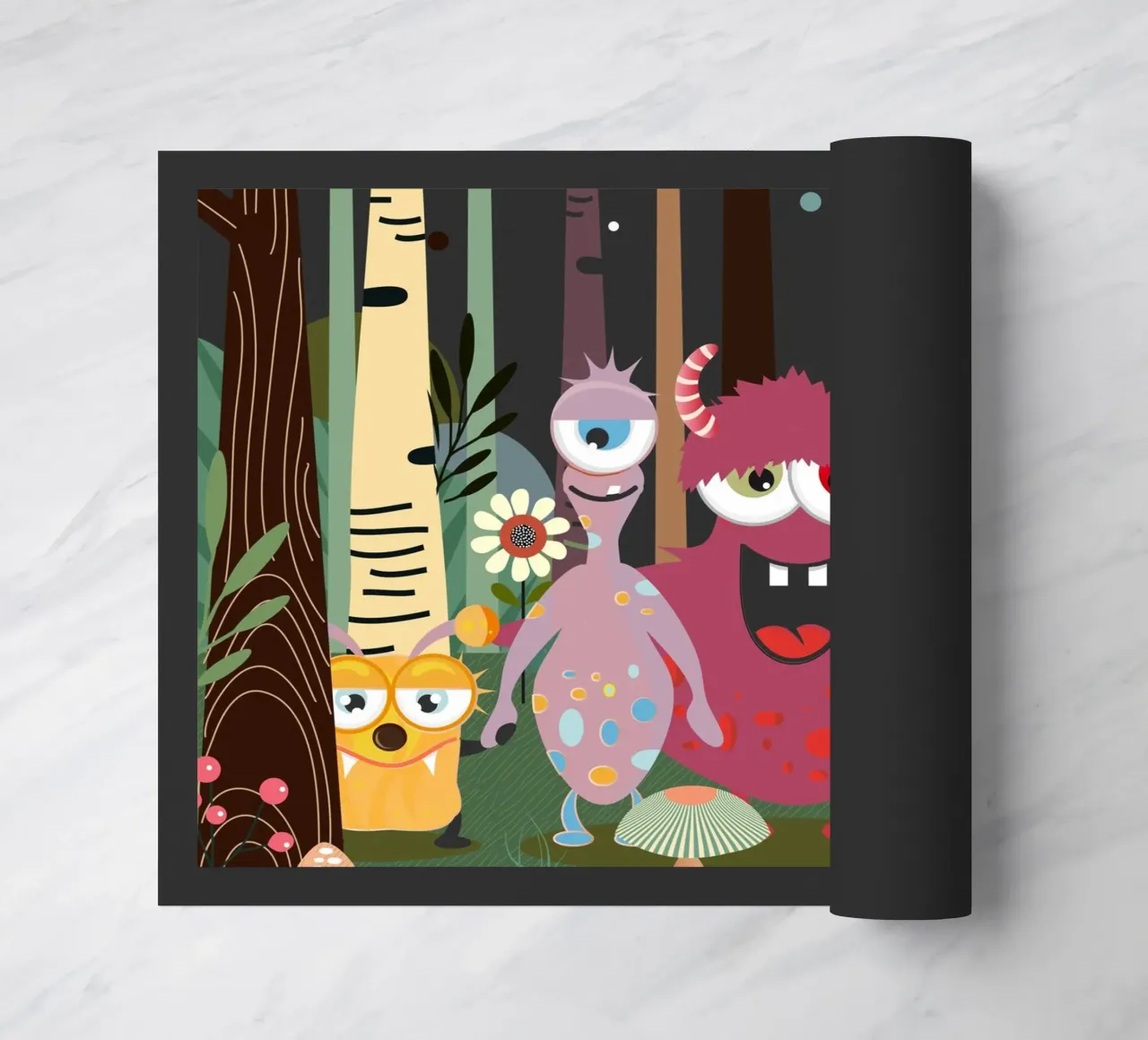 Allegro gruppo di mostri in una foresta magica zerbino da namosh