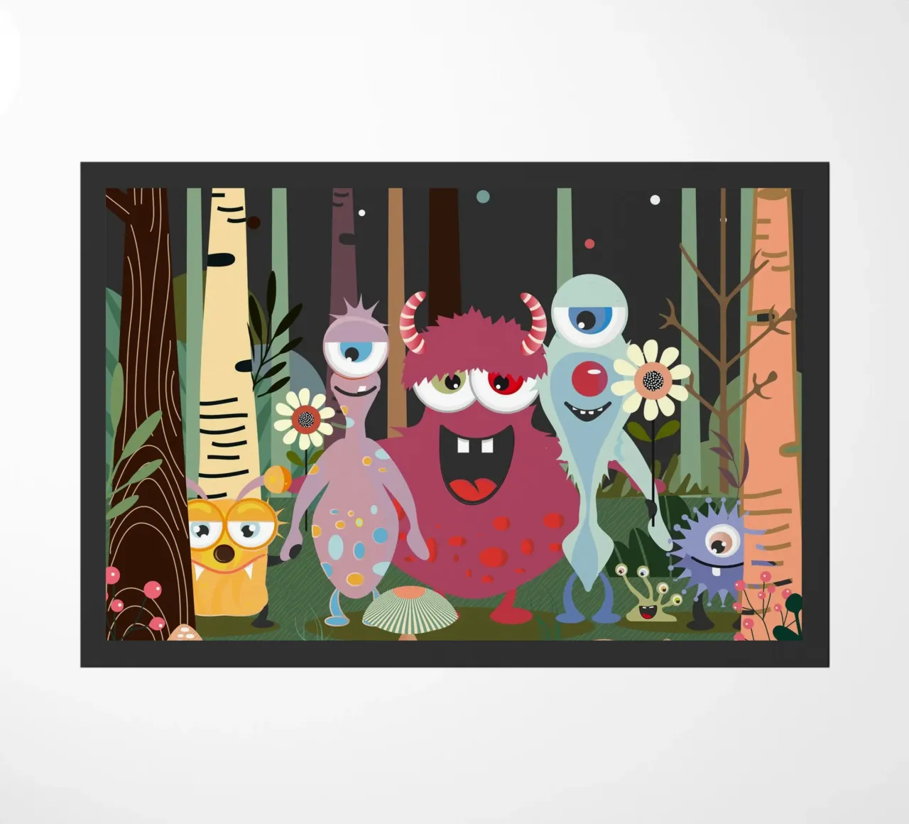 Allegro gruppo di mostri in una foresta magica zerbino da namosh