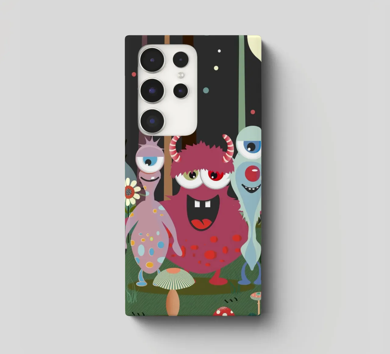 Un groupe de monstres joyeux dans une forêt enchantée coque samsung de namosh