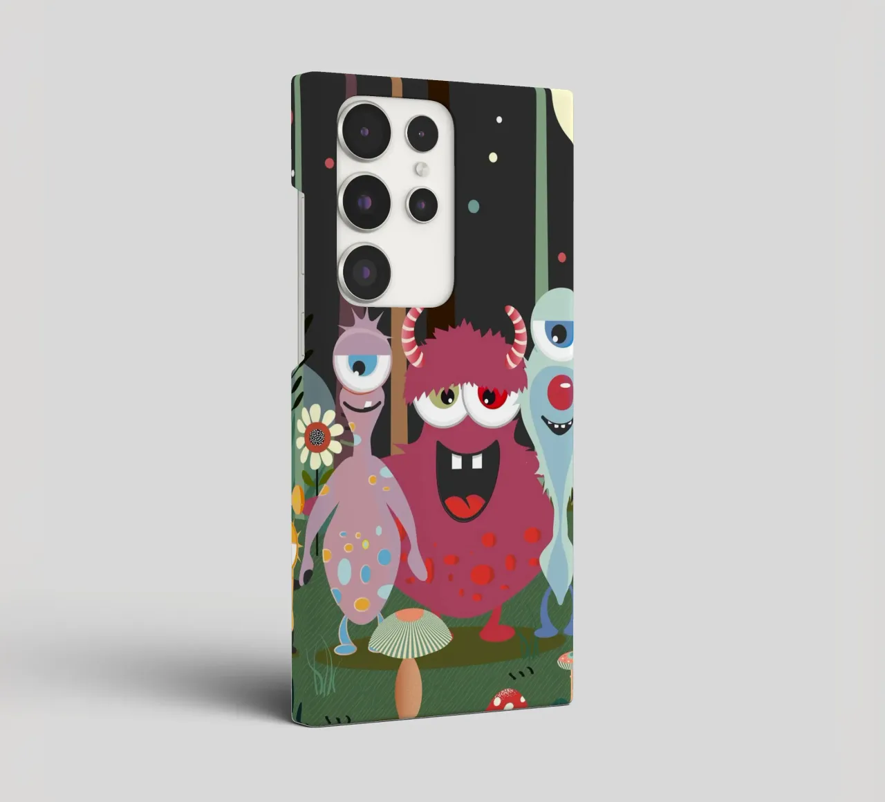 Un groupe de monstres joyeux dans une forêt enchantée coque samsung de namosh