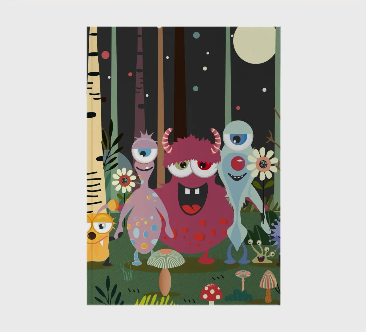 Un groupe de monstres joyeux dans une forêt enchantée carnet de notes de namosh
