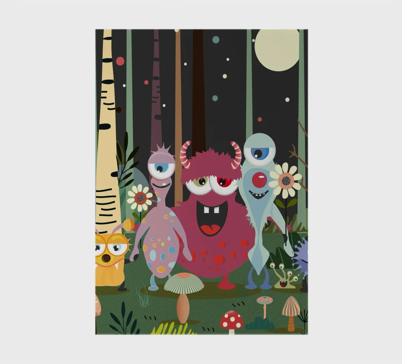 Un groupe de monstres joyeux dans une forêt enchantée carnet de notes de namosh