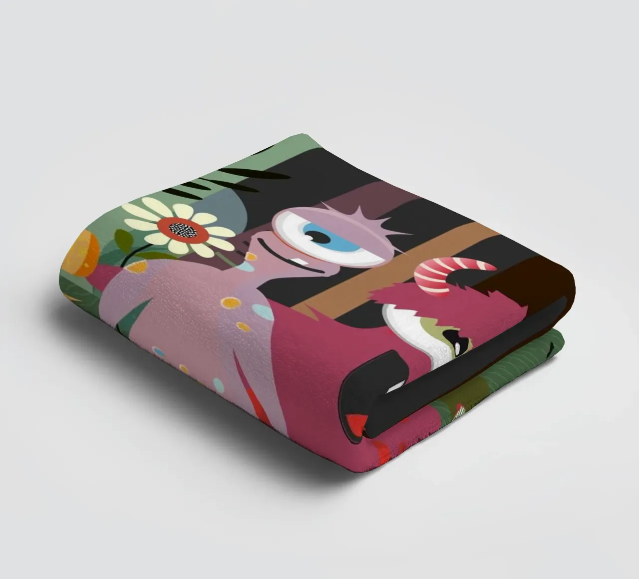 Un groupe de monstres joyeux dans une forêt enchantée serviette de bain de namosh