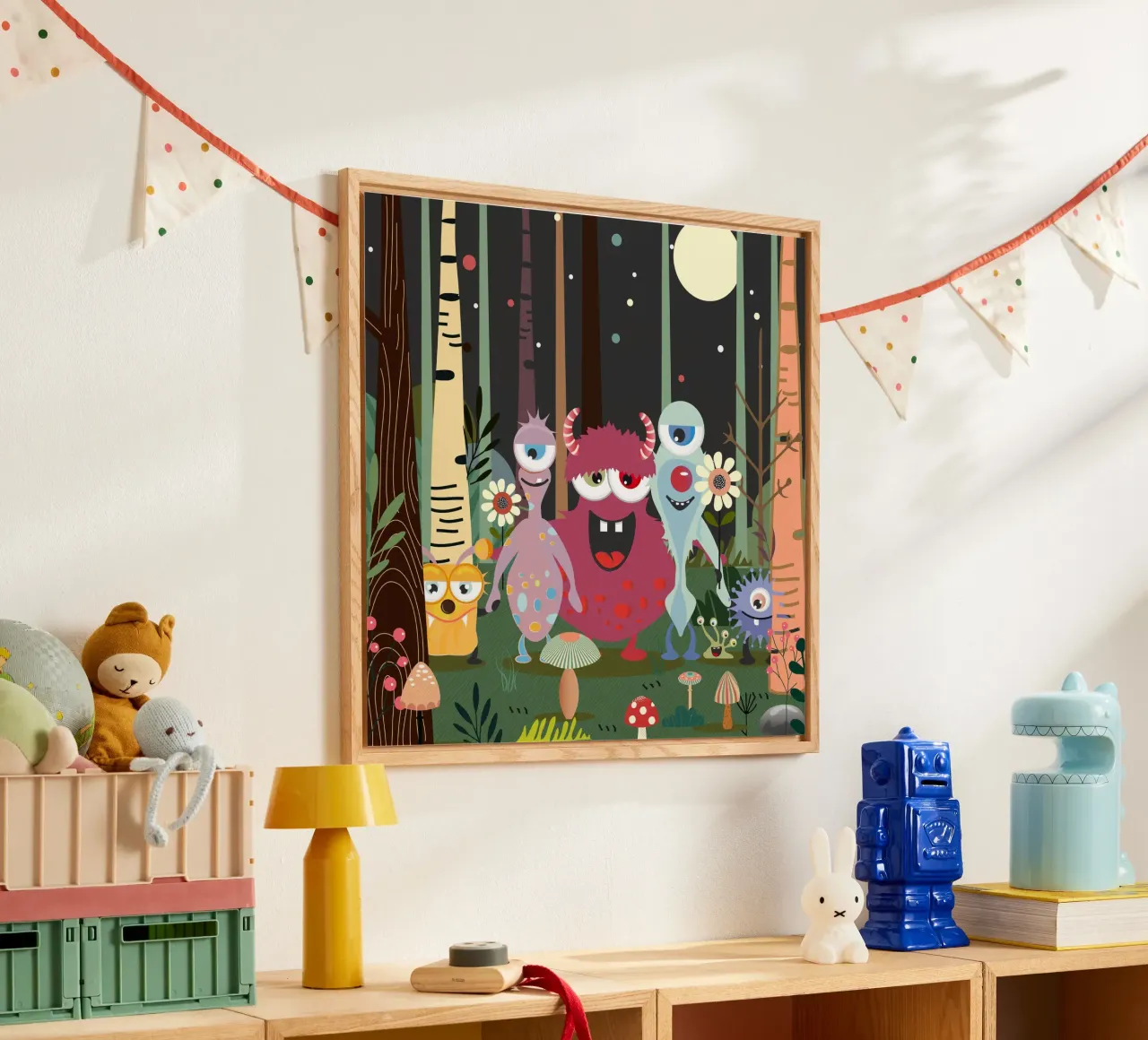 Un groupe de monstres joyeux dans une forêt enchantée plexiglas de namosh