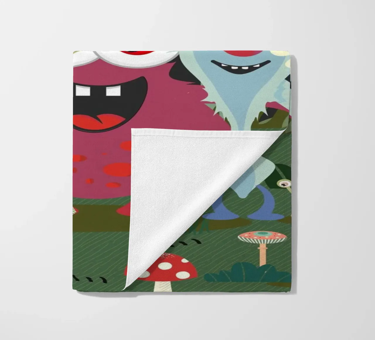 Un groupe de monstres joyeux dans une forêt enchantée serviette de plage de namosh