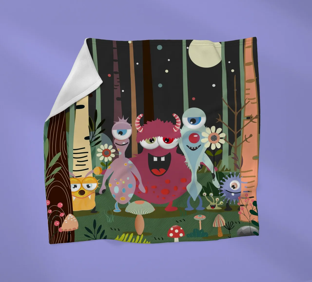 Un groupe de monstres joyeux dans une forêt enchantée plaid polaire de namosh