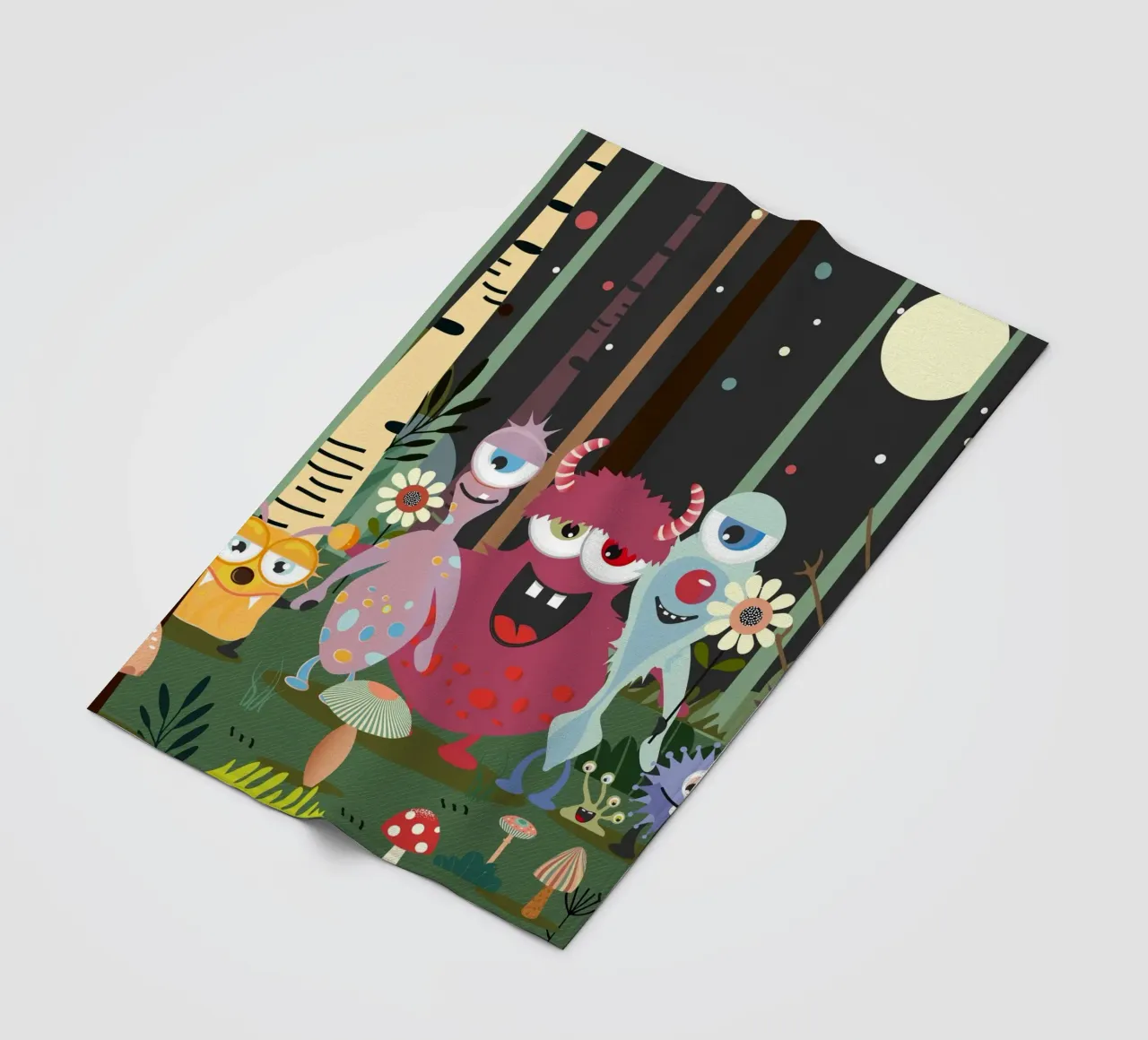 Un groupe de monstres joyeux dans une forêt enchantée plaid polaire de namosh