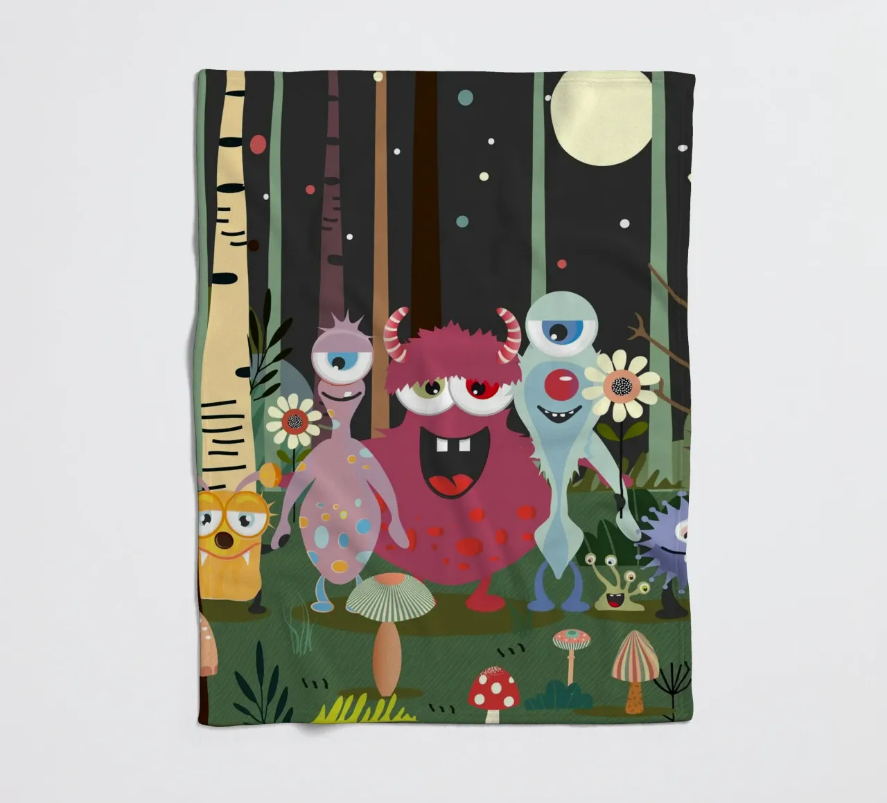 Un groupe de monstres joyeux dans une forêt enchantée plaid polaire de namosh