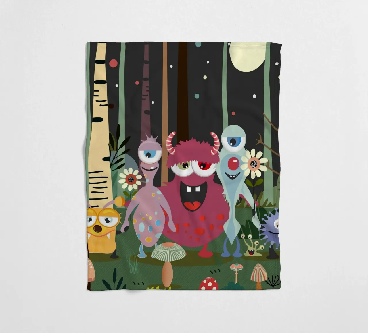 Un groupe de monstres joyeux dans une forêt enchantée plaid polaire de namosh